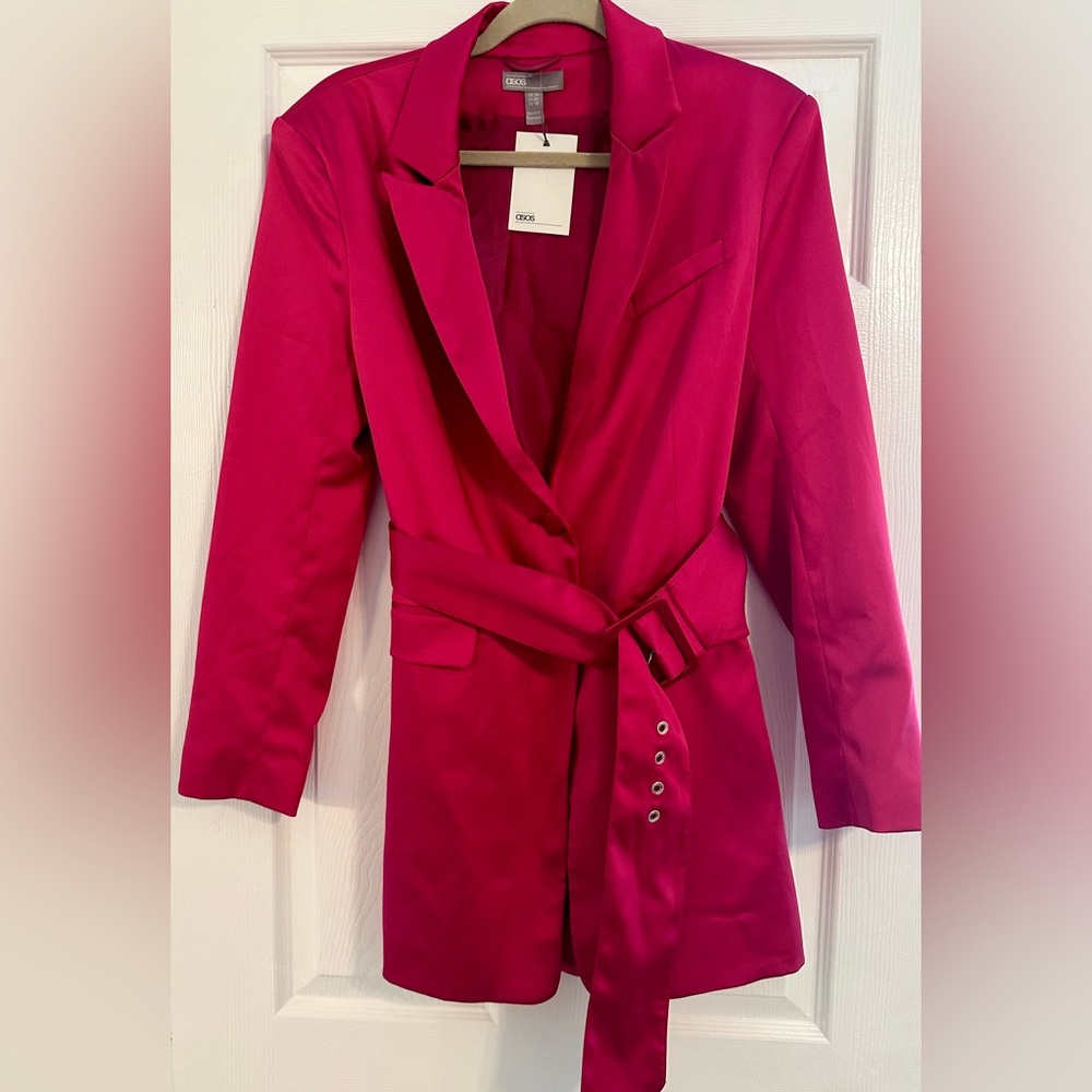 ASOS Satin Hot Pink Blazer/Mini Dress